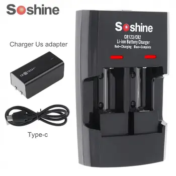 Soshine SC-S5 2 Slots Li-ion RCR123 / RCR2 žaibiškas Smart Įkrovikliai 14250 / CR2 / 16340 / 17335 / 15266 Baterija