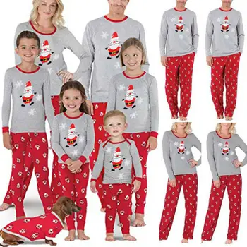 Šeimos Atitikimo Pižamos Nustatyti Kalėdos Pižama 2VNT 2019 Naują Atvykimo Karšto Kalėdų Suaugusių Moterų, Vyrų, Vaikas Sleepwear naktiniai drabužiai Tracksuit