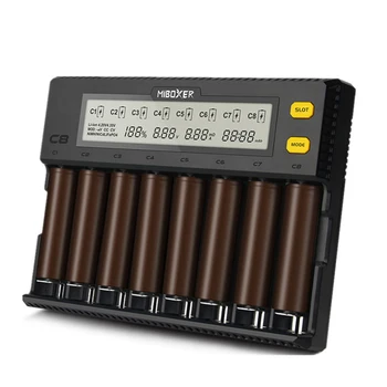 LEORY Miboxer C8 8 Slots Smart AA AAA 18650 Baterijos Kroviklis Dabartinės Pasirinktinai Per didelė įkrova Apsauga Ekranas