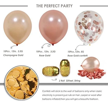 32pcs 12 colių rose aukso blizgučiai lateksiniai balionai rose gold šampano laimingas gimtadienio dekoravimas balionais vestuvių įvykis suppli