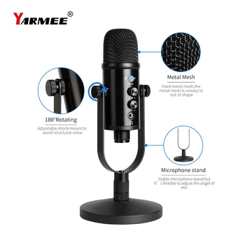 YARMEE Naujas Produktas, USB Kompiuterio Mikrofonas Stalas Mic-Live Transliacijos Muzikos Įrašymo YR13