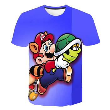 2021 m. Vasarą Cartoon Mario Žaidimas Cartoon Marškinėliai Mario T-shirt 3D Atspausdintas Viršūnes Berniukai Streetwear Už Paauglys, Vaikų Drabužiai