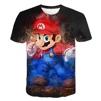 2021 m. Vasarą Cartoon Mario Žaidimas Cartoon Marškinėliai Mario T-shirt 3D Atspausdintas Viršūnes Berniukai Streetwear Už Paauglys, Vaikų Drabužiai