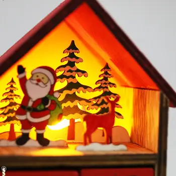 Kalėdų Medinis Namas LED Atgalinės atskaitos Advento Kalendorius Santa Claus Sniego Ornamentu Kalėdų Švenčių Dekoravimas