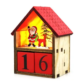 Kalėdų Medinis Namas LED Atgalinės atskaitos Advento Kalendorius Santa Claus Sniego Ornamentu Kalėdų Švenčių Dekoravimas