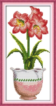 Violetinė gėlė kryželiu rinkinys, aida 14ct 11ct skaičius atspausdinta drobė siūlių siuvinėjimui 