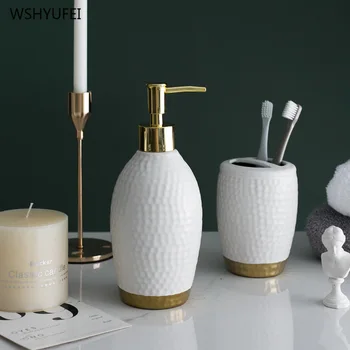 Keramikos šviesos prabangūs vonios reikmenų rinkinys, vonios kambarys, dantų šepetėlį turėtojas, dušas skysčio dozatorius lauke muilo dėžutė dušo saugojimas