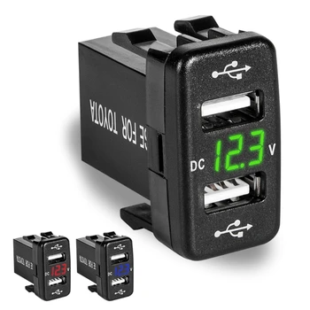 2019 40x23mm 12V Dvigubas USB Automobilinis Įkroviklis LED Voltmeter Maitinimo Adapteris, Skirtas 