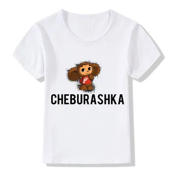 Vaikai rusijos Animacinių filmų Cheburashka Juokingi marškinėliai Vasaros Kūdikių Berniukų/Mergaičių Chebu Rusijos Viršūnių T-marškinėliai, Vaikiški Drabužiai