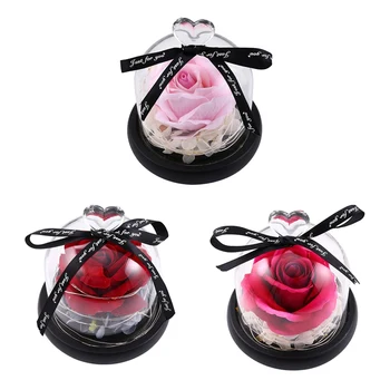 Eternal Rose Gėlės Amžinai Rožių Gėlių Stiklas su LED Žibintai, Romantiška Dovana Jubiliejaus Valentino Vestuvių Draugei