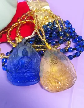 2VNT Graikų-Budistų kišenėje kelionės efektyvių Talismanas Saugos Geltona Jambhala Medicinos budos Kristalų Pakabukas Budistų Amuletas