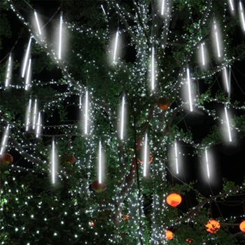Nauja 30cm 50cm 8 Vamzdžiai Vandeniui Meteoras Dušas Lietaus LED Styginių Šviesos Lauko Pasakos Kalėdinė Dekoracija Namuose Medžio ES/JAV Plug