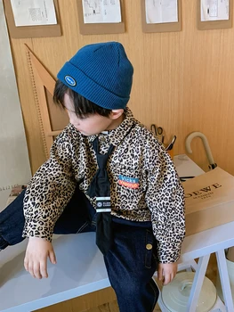 Berniuko Leopard-Print Marškinėliai Mados 2020 Naujas Žiemos korėjos Stiliaus Viršaus Didelis Berniukas Storas Šiltas Marškinėliai Žiemos Drabužių