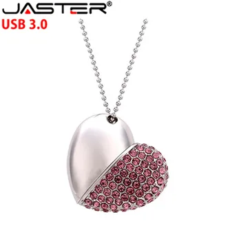 JASTER USB 3.0, metalo diamond meilės širdies formos USB 