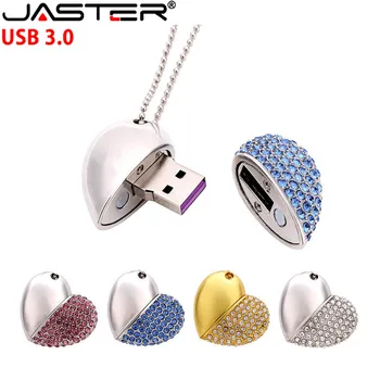 JASTER USB 3.0, metalo diamond meilės širdies formos USB 