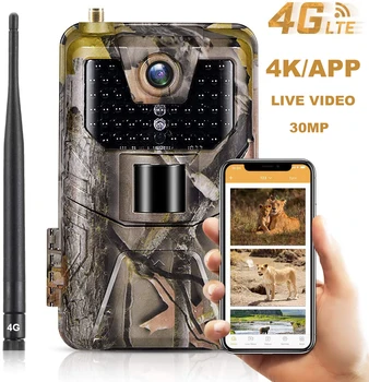4K Live Vaizdo APP Takas Kamera Debesis Paslauga 4G 30MP Medžioklės Kameros Korinio Judriojo Belaidžio Laukinės gamtos Naktinio Matymo Foto Spąstus