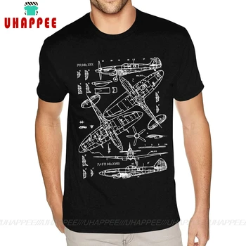 Asmeninį Spitfire Koncepcija, Schemas Ir Brėžinius, Skrydžio Marškinėliai Lėktuvo Brėžinius Naikintuvas Pilotas T Shirts Žmogus Berniukas Plus Size Black Marškinėliai