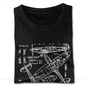 Asmeninį Spitfire Koncepcija, Schemas Ir Brėžinius, Skrydžio Marškinėliai Lėktuvo Brėžinius Naikintuvas Pilotas T Shirts Žmogus Berniukas Plus Size Black Marškinėliai