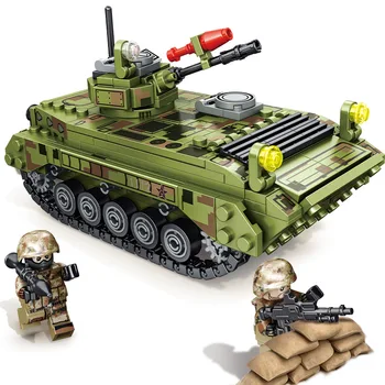 SEMBO 376pcs Karinės WW2 Armijos Tankas Transporto priemonės Tipo, 86 Robotas Walker Blokai Veiksmų Skaičiai Berniukas Švietimo Plytų Žaislai