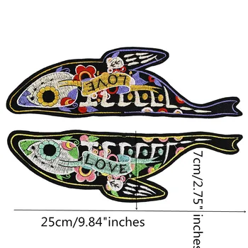 10pieces Mados mėgstu Žuvį Siuvinėjimo Audinio Lopai Geležies Ženklų Drabužius Appliques Lipdukas, Papuoštas Siuvimo Reikmenys TH1302