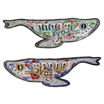 10pieces Mados mėgstu Žuvį Siuvinėjimo Audinio Lopai Geležies Ženklų Drabužius Appliques Lipdukas, Papuoštas Siuvimo Reikmenys TH1302