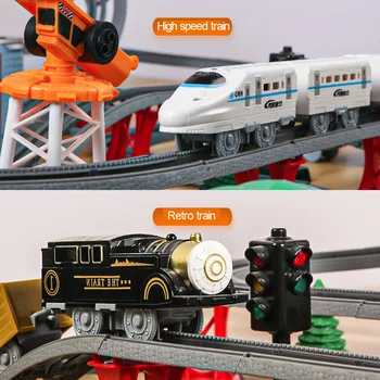 Elektros Greitojo Geležinkelio Harmonijos Bėgių kelio Traukinio Žaislų Vaikams Smagu Surinkimo Scenos Šviesą Garo Traukinio Bėgių Modelis Kelio Žaislai Dovana