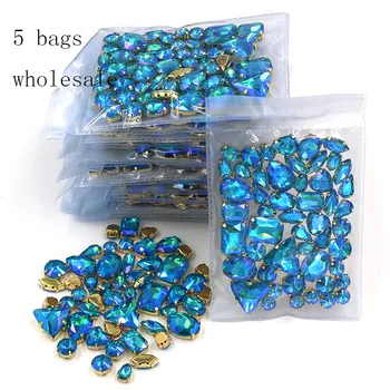 Nemokamas pristatymas Didmeninė 5 krepšiai mišrios formos siūti ant stiklo Ežero Mėlyna AB 