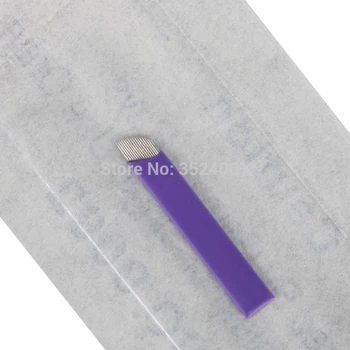 Naujausias Violetinė Tatuiruotė adata, disko 16pin 0.18 mm permanentinis makiažas peiliai, adatos, rankų rašiklis 16pins microblading adata peilis