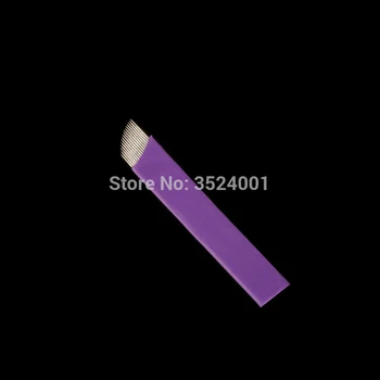 Naujausias Violetinė Tatuiruotė adata, disko 16pin 0.18 mm permanentinis makiažas peiliai, adatos, rankų rašiklis 16pins microblading adata peilis