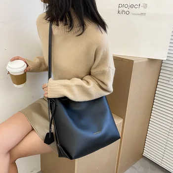 Didelės talpos minkštos odos rankinė, Nauja Mados spalvų atitikimo moterų paprastumo Grynos Spalvos Minkštas krepšys, Aukštos kokybės odinis krepšys