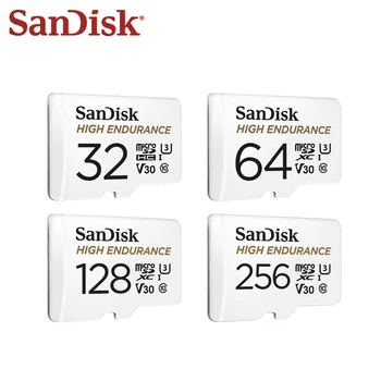 SanDisk Didelės Ištvermės Micro SD Kortelė 32GB 64GB 128GB 256 GB Atminties Kortelė Su Adapteriu Flash Kortelės Stebėjimo kamerų Sistema