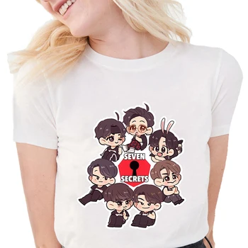 Karšto Pardavimo T-shirt GOT7 Kpop JB JR BAMBAM Mielas Animacinių filmų Marškinėliai Moterims Drabužių Atsitiktinis Harajuku Tee Viršūnes Moterų trumpomis Rankovėmis Vasarą