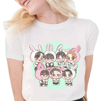 Karšto Pardavimo T-shirt GOT7 Kpop JB JR BAMBAM Mielas Animacinių filmų Marškinėliai Moterims Drabužių Atsitiktinis Harajuku Tee Viršūnes Moterų trumpomis Rankovėmis Vasarą
