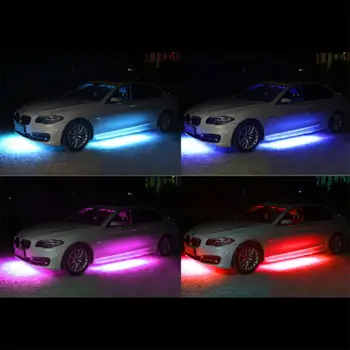 HiMISS Šviesus Auto LED Juostelės Neoninės Automobilio Dugno Šviesos Muzikos Aktyvi Garso Sistema, Šviesos