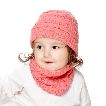 HanXi New Baby Vaikams Žiemos Skrybėlę Kepuraitė Šalikas Žiedas Mados Mezgimo Modelio Minkštos Vilnos Skullies 0-3years Vaikų Berniukų Mergaičių