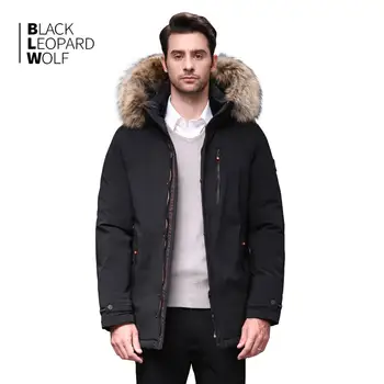 Blackleopardwolf 2019 žiemos žemyn striukė vyrams storio parko vyrų Aliaskos Vėjo Nuimamas outwear prabangių kailinių BL-1002M