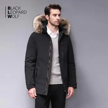 Blackleopardwolf 2019 žiemos žemyn striukė vyrams storio parko vyrų Aliaskos Vėjo Nuimamas outwear prabangių kailinių BL-1002M