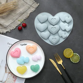 3 rūšių širdies formos šokoladiniai želė silikono formos 3D širdies formos desertas mousse cake pelėsių 