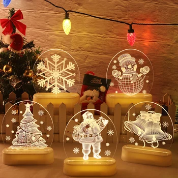 Kalėdų LED žibintai skaidrūs Santa Claus Akrilo Naktį Lempos Kalėdų dekoracijas namams Kalėdų 2020 dovana kalėdų navidad