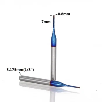 XCAN Kukurūzų Frezavimo Cutter 10vnt 0.8 mm, Mėlyna Padengtas Karbidu PCB Kelvedžio Bitai Medienos/Metalo Frezavimo Graviravimo Pabaiga Malūnas
