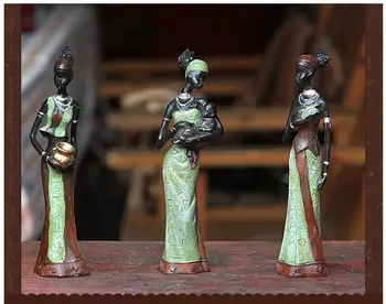 3pcs/lot 6*5*20cm afrikos moteris žmonės, papuošalai, namų dekoravimo reikmenys amatų Statula