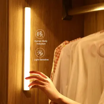 Belaidis Judesio Jutiklis LED Nakties Šviesos Miegamojo Puošimas Sienos Dekoratyvinės Lempos Laiptai Spinta Kambaryje, Praėjimų Apšvietimui Kabineto Apšvietimas
