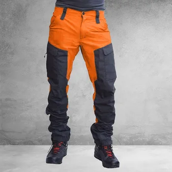 Nauji Žieminiai vyriški Colorblock Kelnės Slim Sporto Kelnės Mados Atsitiktinis Kelnės Multi-pocket Kombinezonas Su Užtrauktuku 2020 M. Darbo Kelnės
