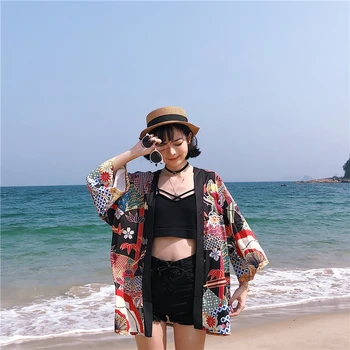 Kimonos moteris 2019 yukata moterų japoniškų streetwear geiša moterų kimono cosplay harajuku drabužių haori obi AA020