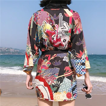 Kimonos moteris 2019 yukata moterų japoniškų streetwear geiša moterų kimono cosplay harajuku drabužių haori obi AA020