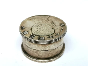 YIZHU CULTUER MENO Kolekcija Kinijos Vario, Sidabro Drožyba Saulės Zhongshan Statula Monetos Apdaila Antspaudas Inkpad Dėžutę