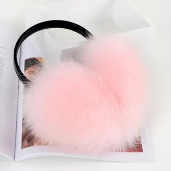 Naujas Dizainas Žiemos Nekilnojamojo Fox Fur Earmuffs Moterų Šiltas, Minkštas Merginos Baltu Kailiu Pliušinis Ausies Dangtis