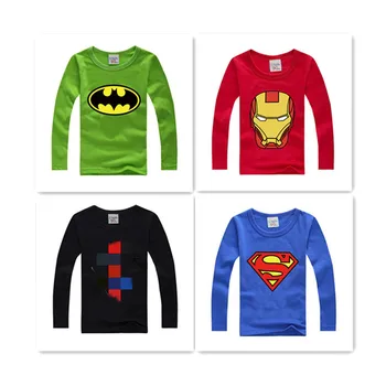 Nauja Vaikų sportinius Marškinėlius, ilgai Sleevees Vaikų Mergaičių Print T Marškinėliai Vaikams Populiarios Medvilnės superherojus Supermenas Betmenas Viršūnes Tee