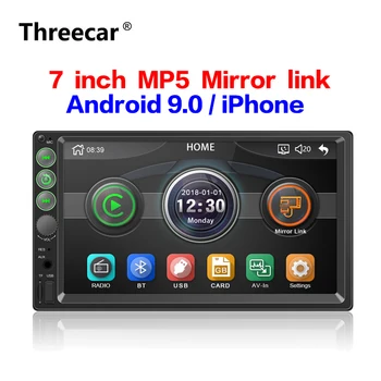 7 colių 2 din automobilio radijo veidrodis nuorodą android 4.4-9.0 bluetooth FM galinio vaizdo kamera Autoradio MP5