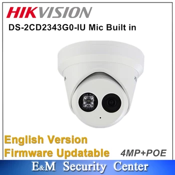 Originalus hikvision anglų kalba DS-2CD2343G0-IU 4MP WDR Fiksuotojo Bokštelis Tinklo Kameros su Build-in Mic DS-2CD2343G0-IU